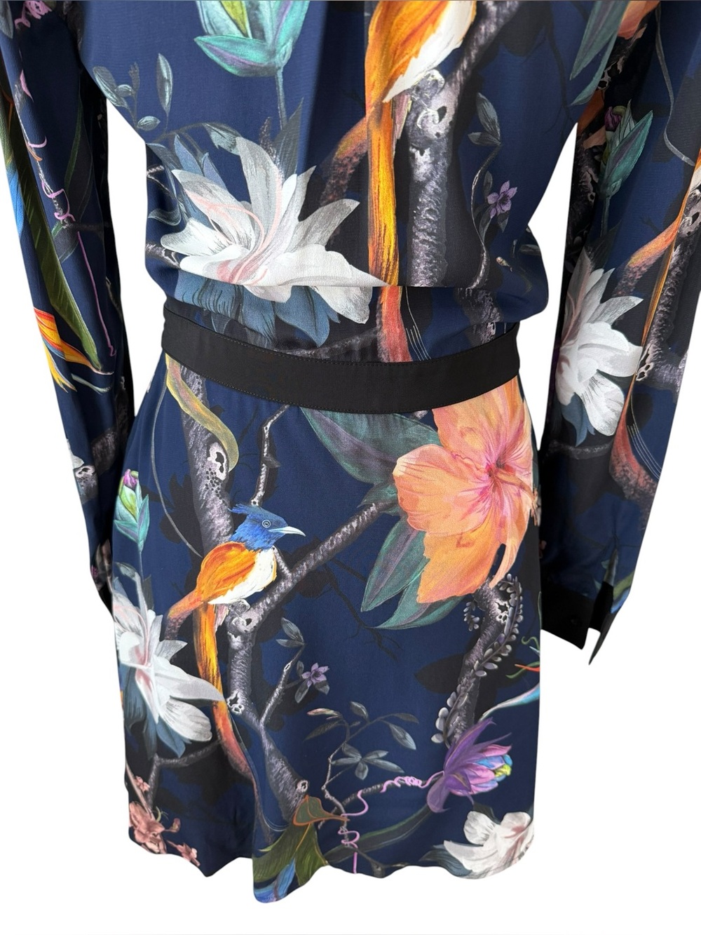 REISS Gilda Navy Rainforest Print Long Sleeve Shirt Dress Size 4 Small - Picture 10 of 13